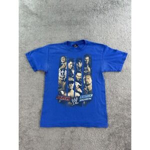 WWE Shirt Youth Large Blue Hybrid John Cena Undertaker Mysterio Triple H Orton